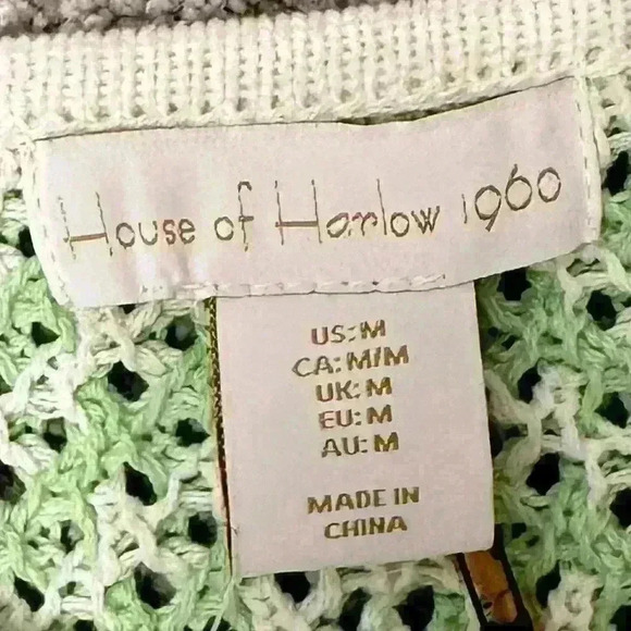 NWT House‎ of Harlow Green and White Crochet Dress Size M - Picture 8 of 11